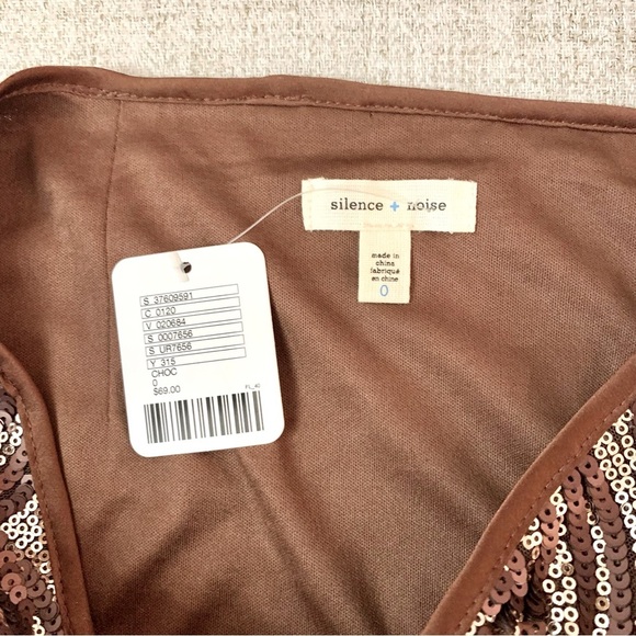 UO Chocolate Red Brown Sequin Swirl Fitted Mini Skirt - Picture 7 of 7